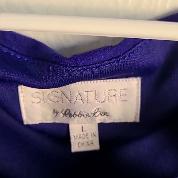 Robbie Bee Signature Deep Blue Dress with Grommets at Neckline, Size Large - Picture 6 of 7